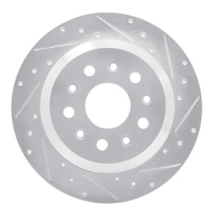 Jeep Wrangler Brake Rotor (1) - Rear Right - R1 Concepts - Drilled & Slotted - Silver - `18-`25